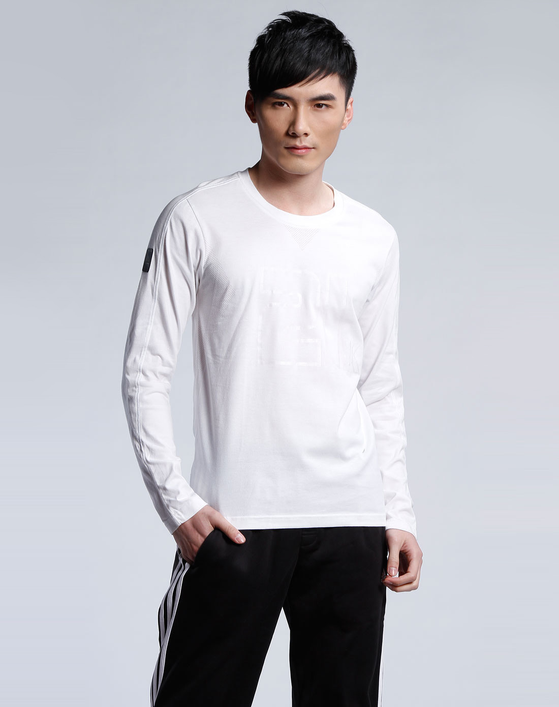 男款白色透气长袖t恤