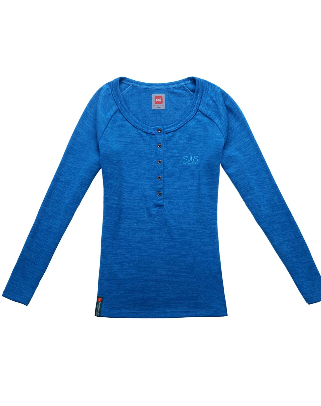 女款碧蓝色长袖t恤 全棉舒适透气
