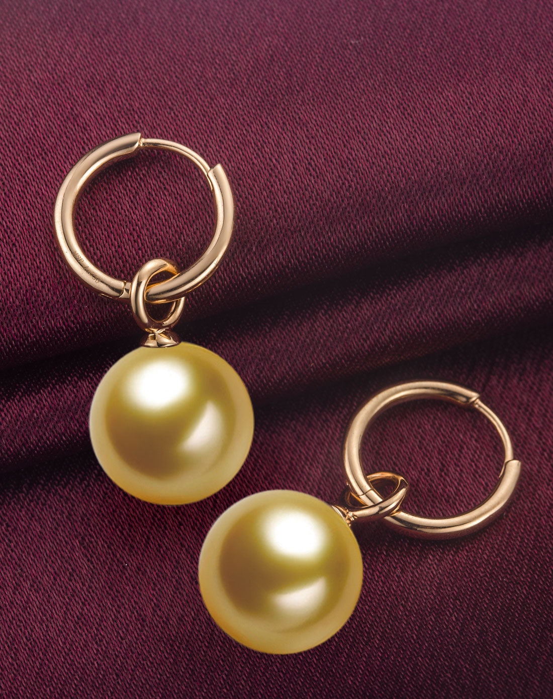 黄18k金南洋金珍珠耳环10-11mm-权威证书