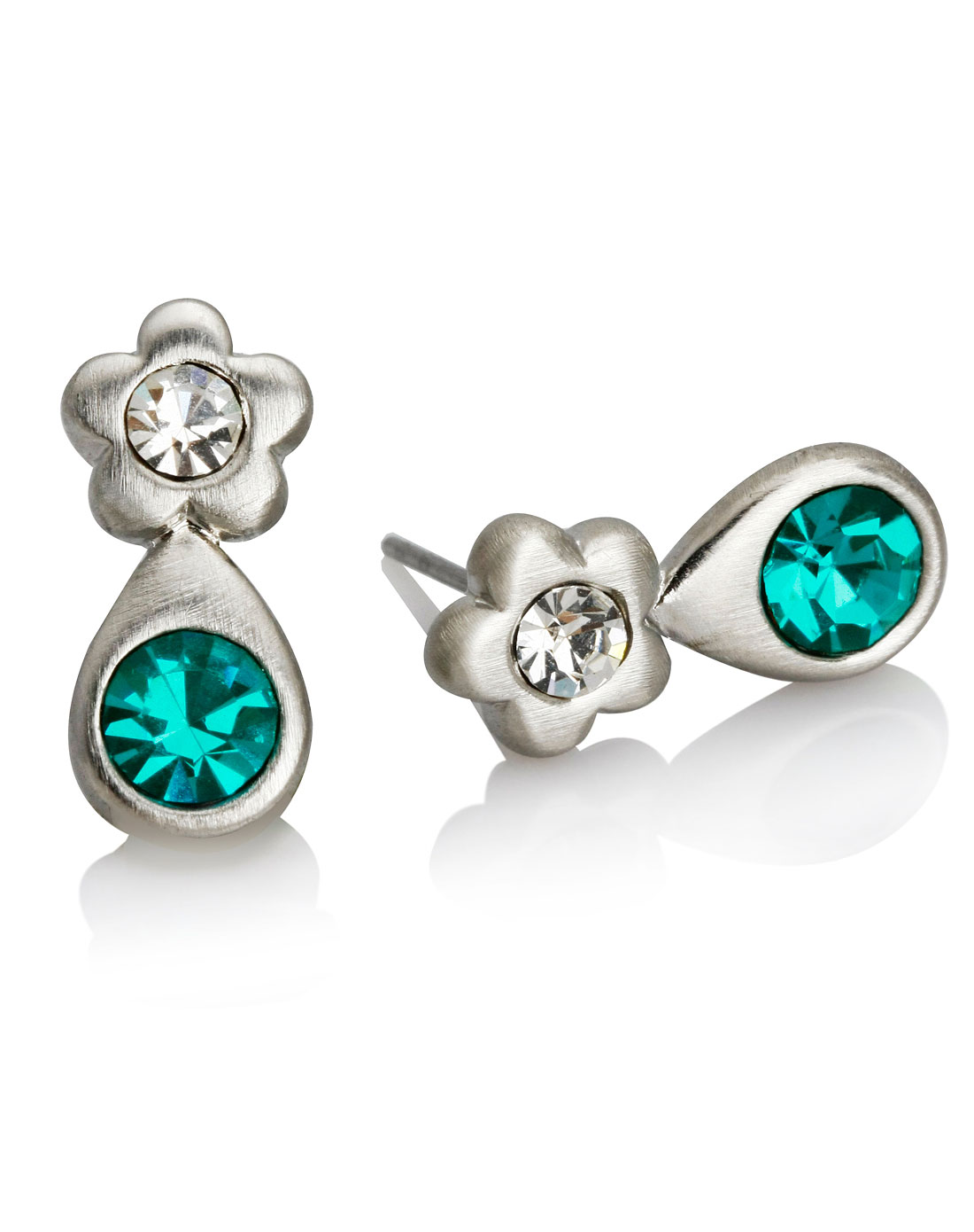 合金绿晶花朵耳钉