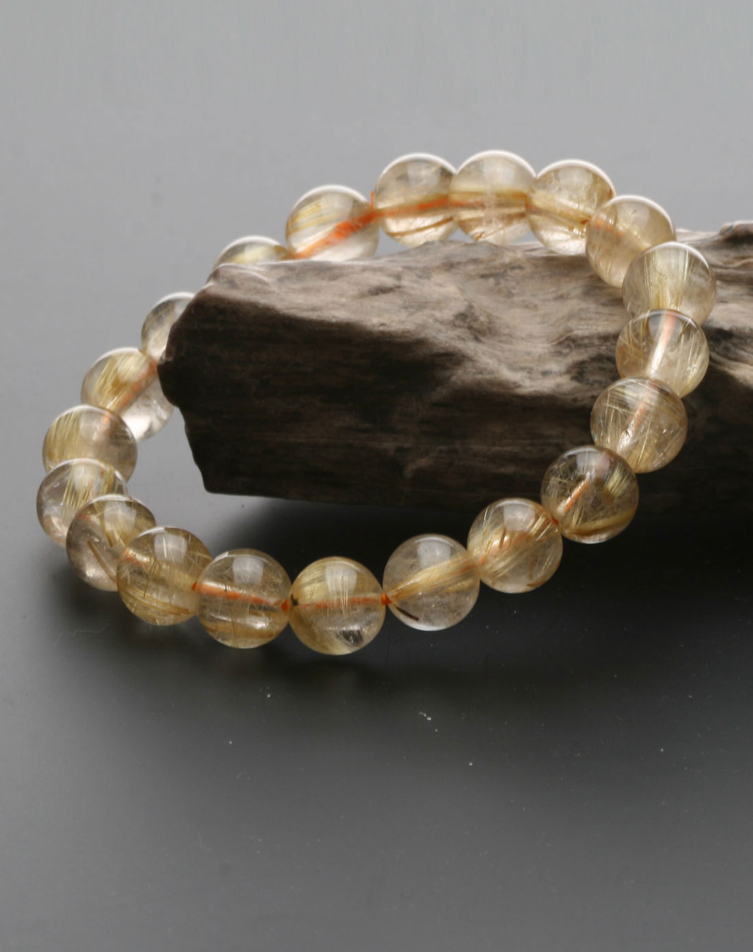 天然水晶金丝发晶手链-霞光万丈(10-9mm)