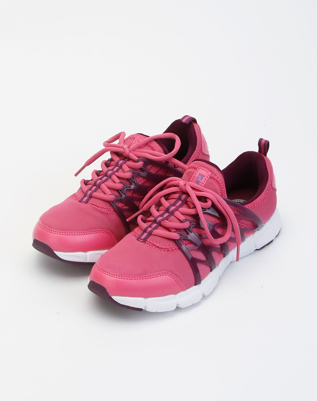 安踏anta女装专场-女款玫红色布纹系带运动鞋