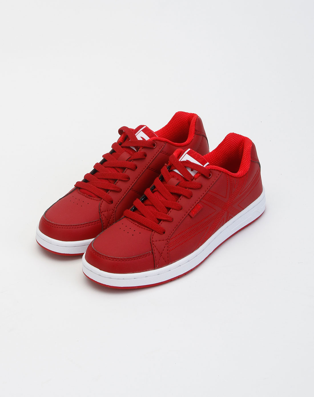 女款红色布纹系带板鞋