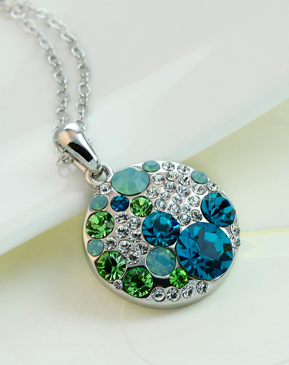 可爱米奇水晶项链-古董绿