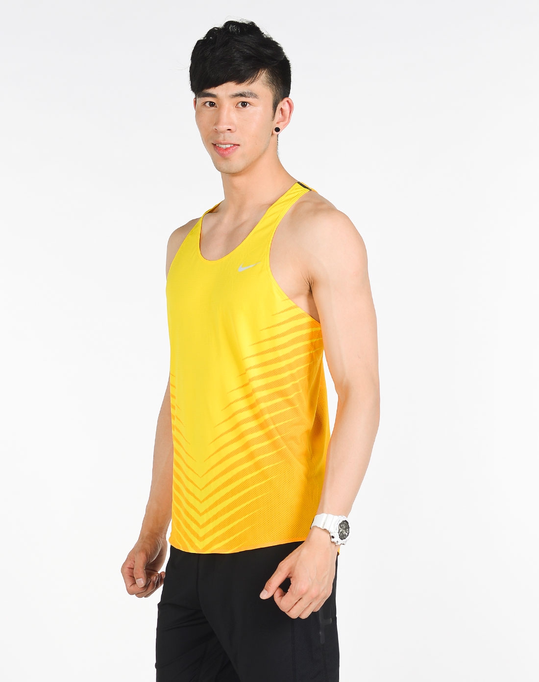 男款黄色跑步系列跑步背心