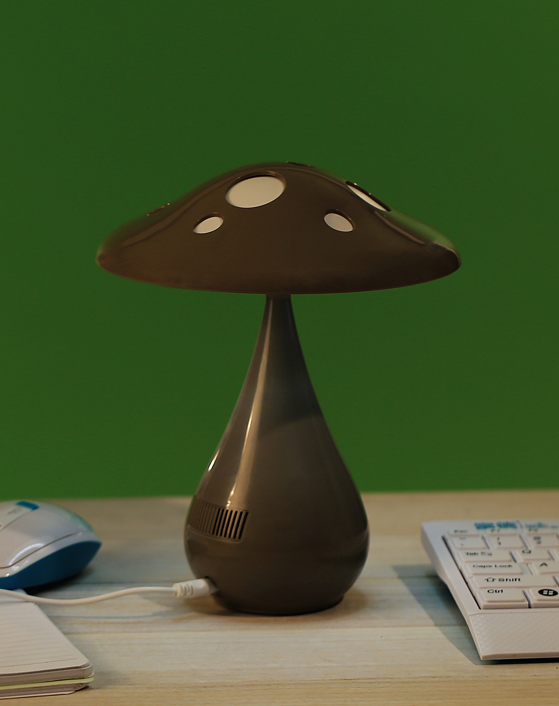 灰色负离子空气净化护眼蘑菇形台灯