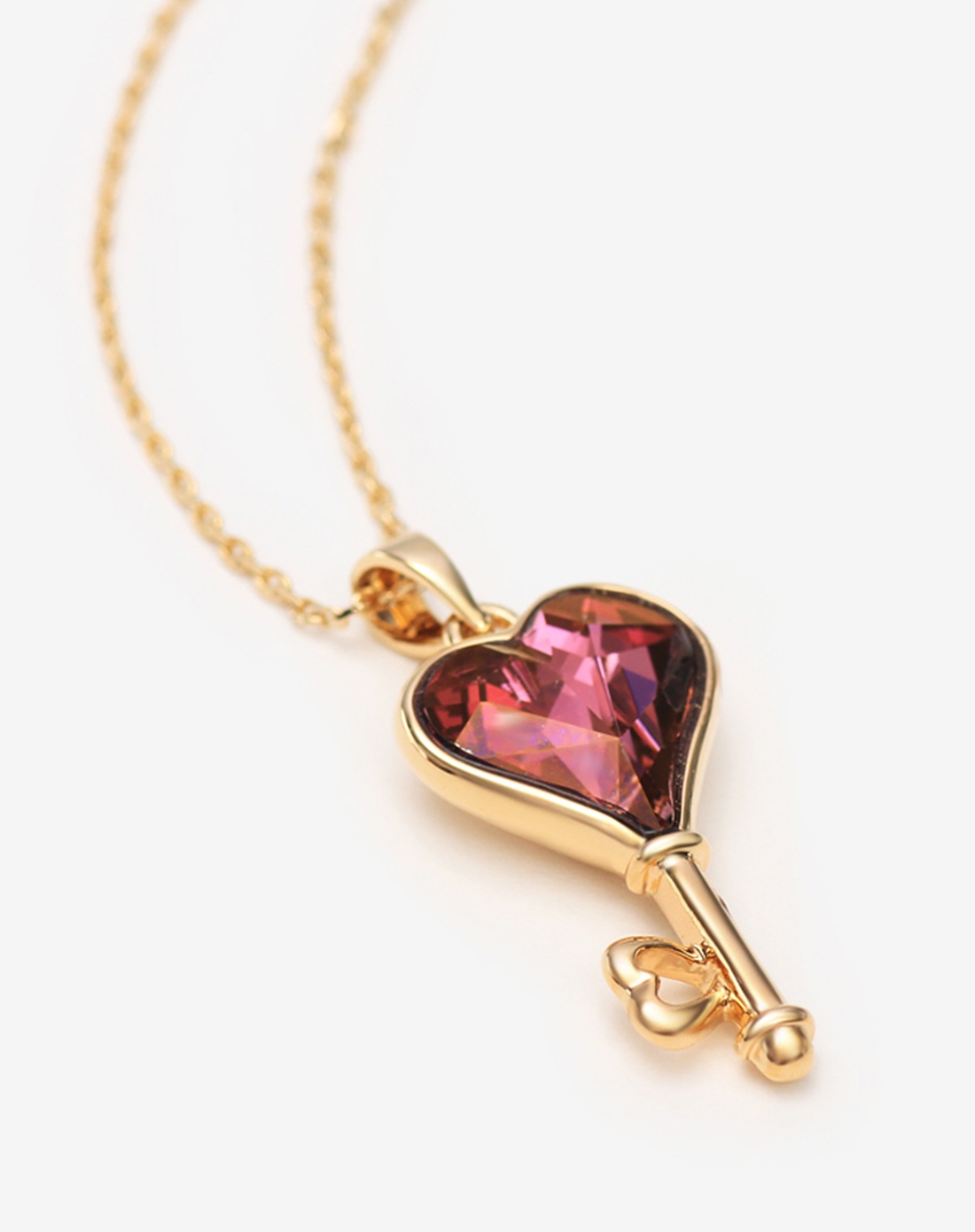 心锁水晶钥匙项链