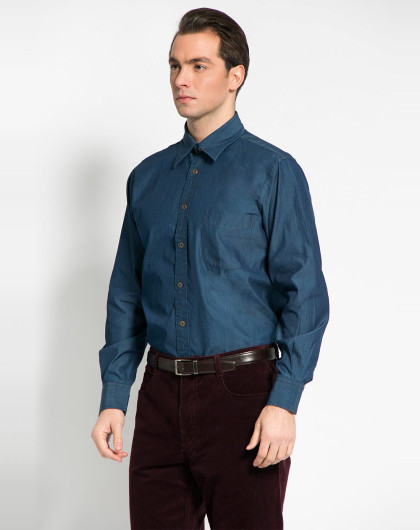 歌德克依&萨里奥托sliaot男装德国进口都市牛仔蓝休闲衬衣cw13231