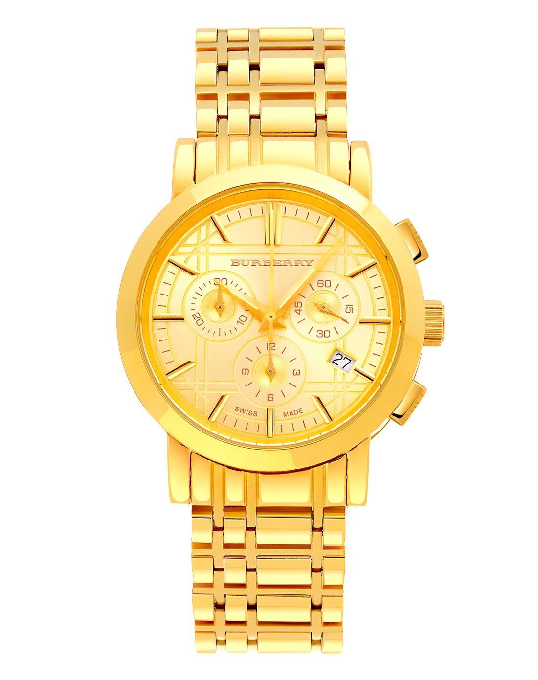 三眼多功能计时全金色男士手表