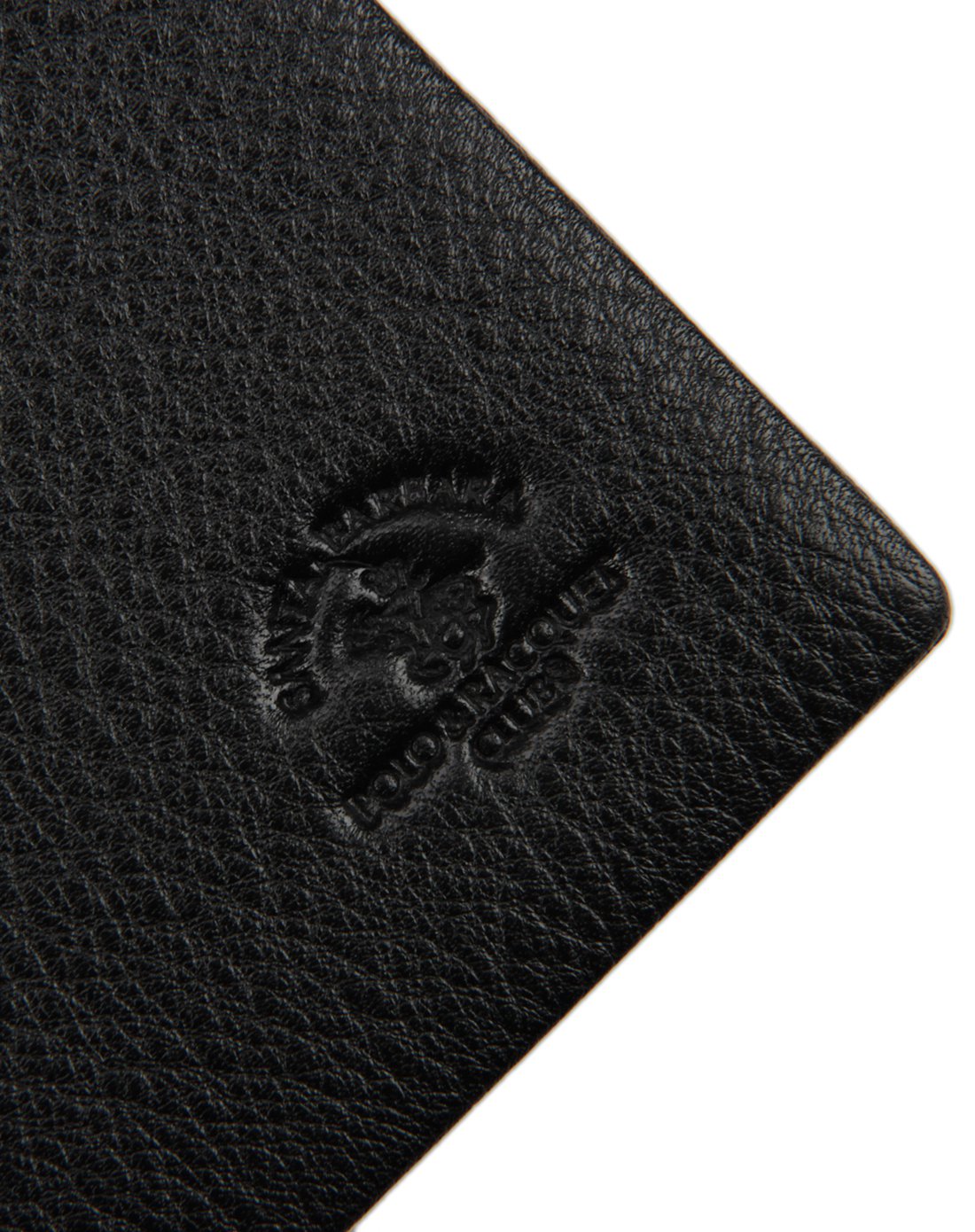 男士黑色牛皮革压印中款两折票夹