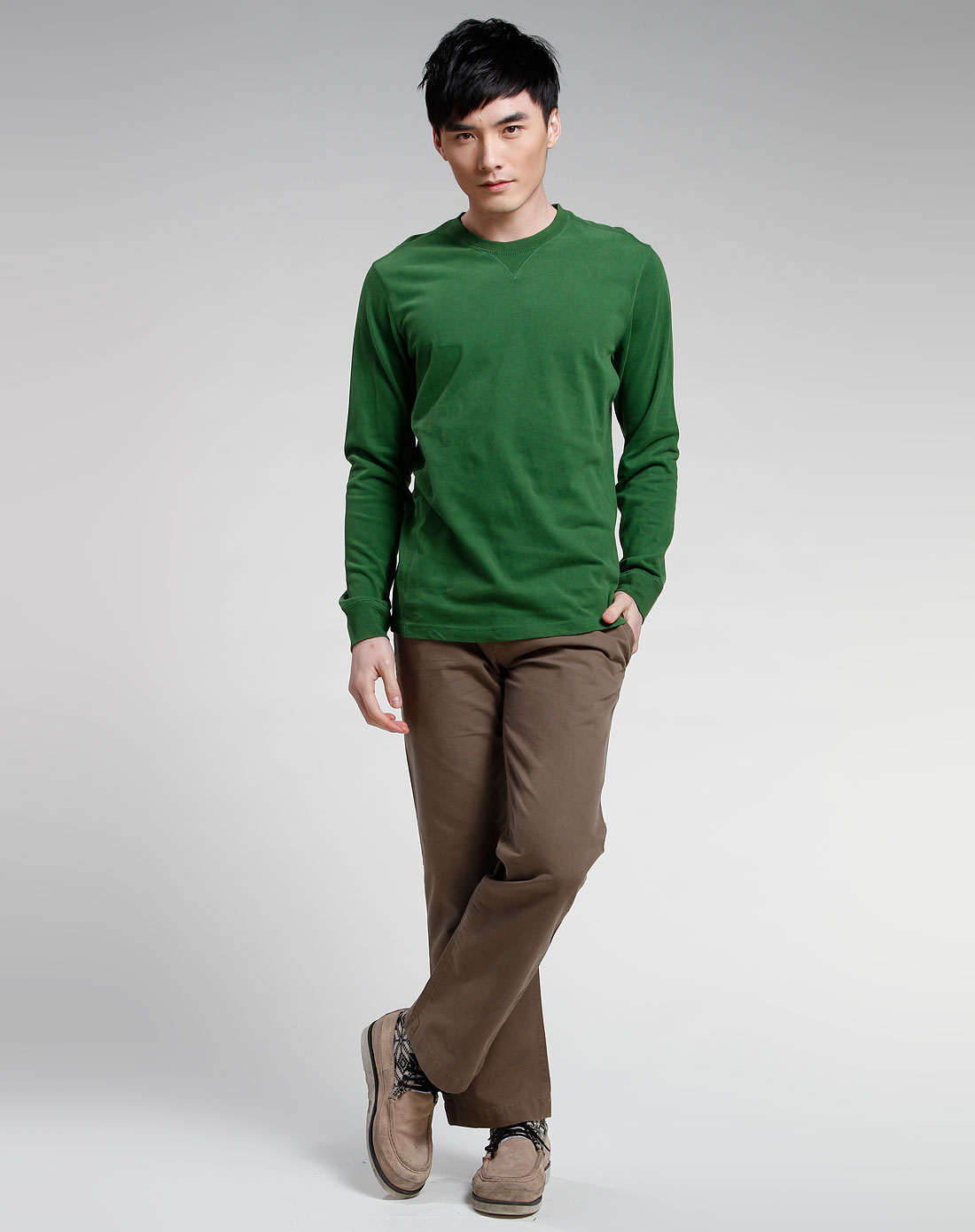 老海军old navy 绿色时尚圆领长袖卫衣