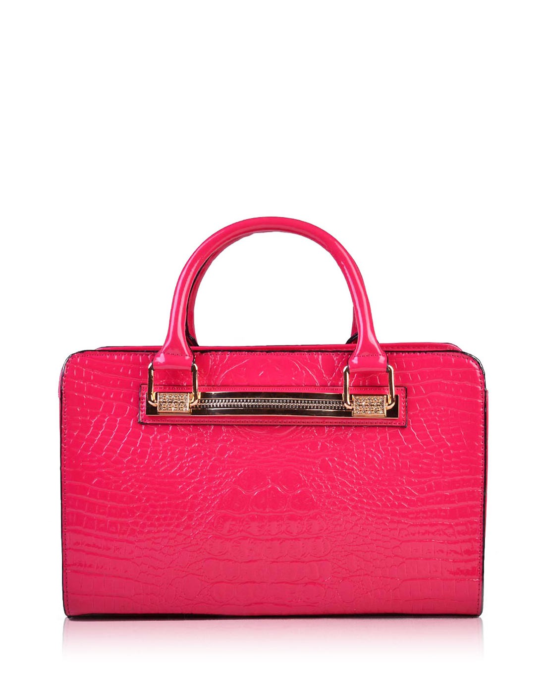 男女包女款玫红色鳄鱼纹ol大牌气质牛皮手提女包ds213500223_唯品会