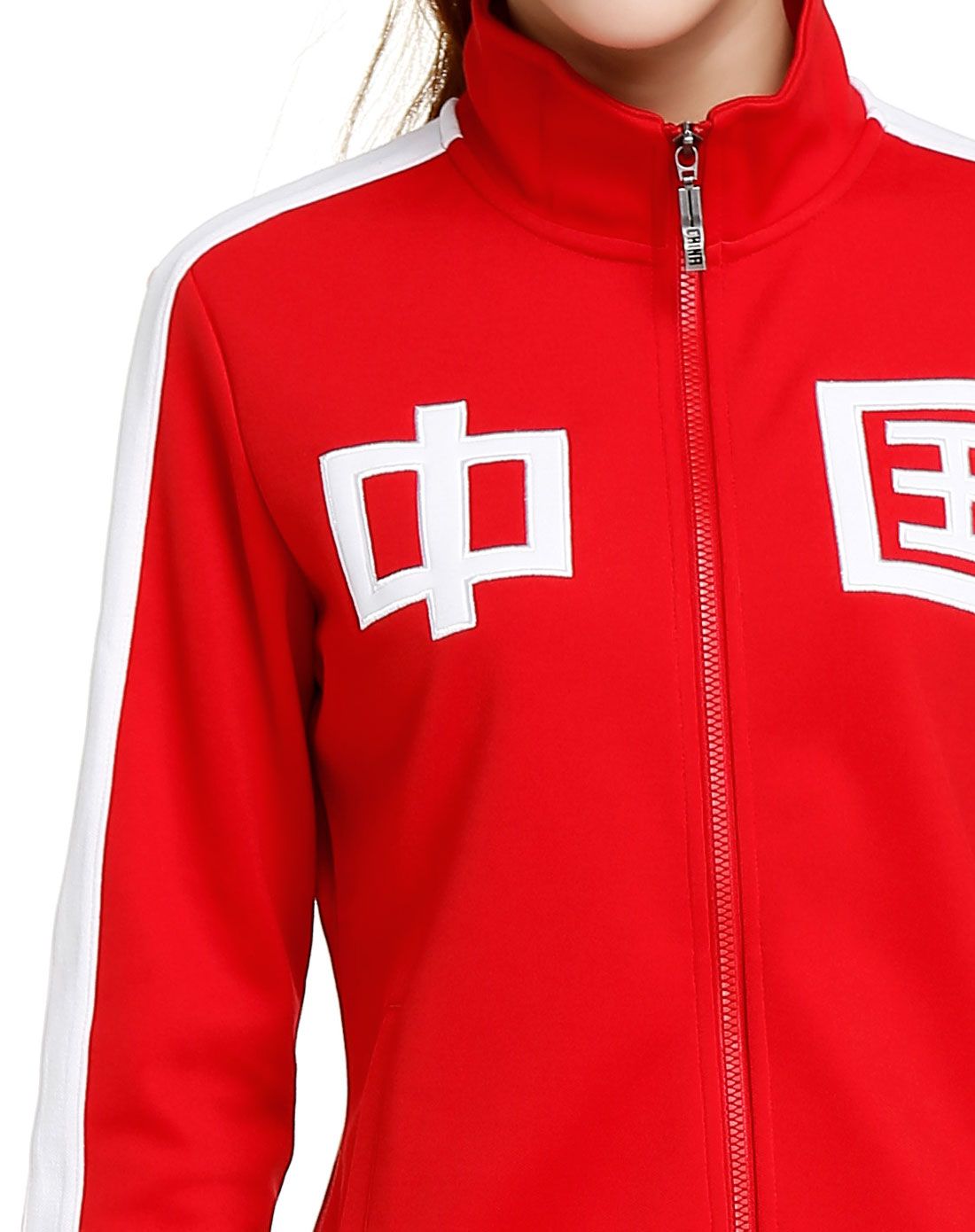 安踏anta女装专场-女款国旗红色针织长袖外套 简约中国绣字