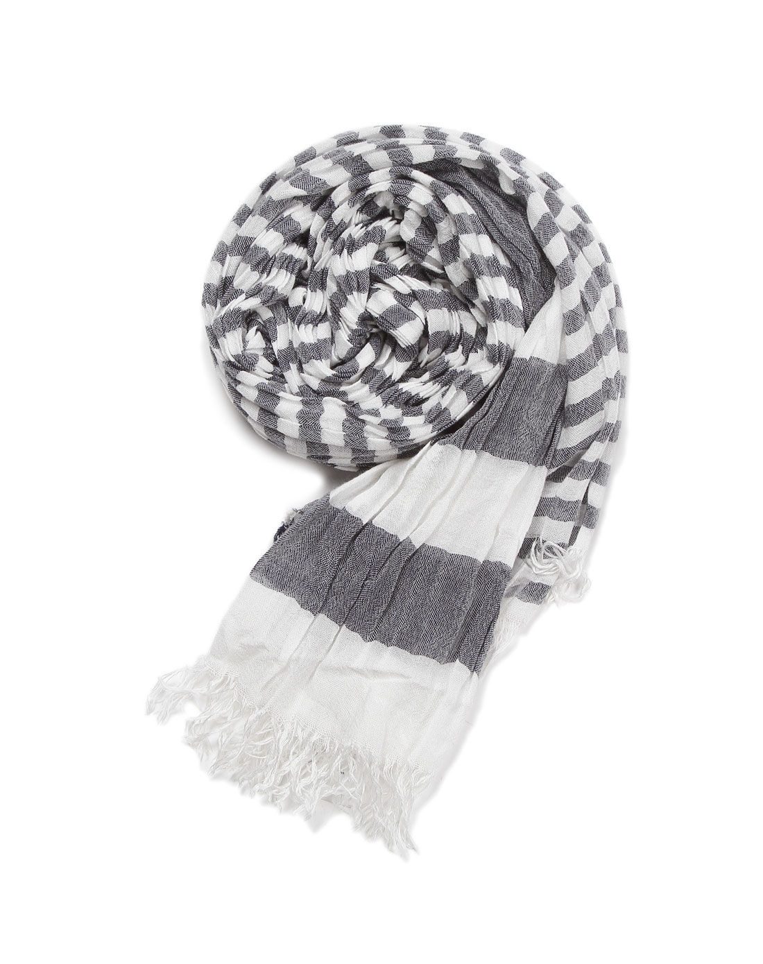 男款灰白条纹围巾