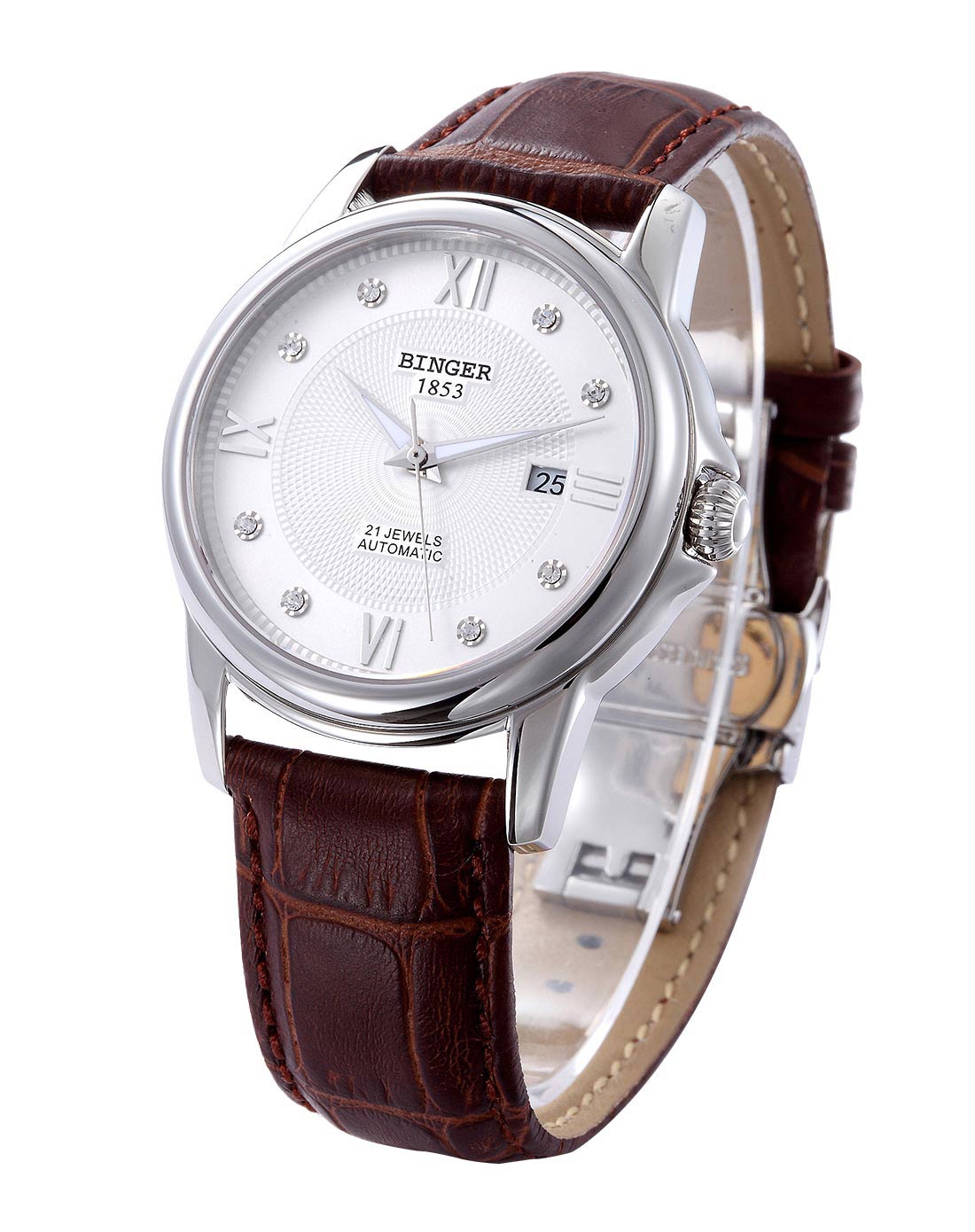 宾格binger手表移动端专场皮带白盘机械女款599055_唯品会