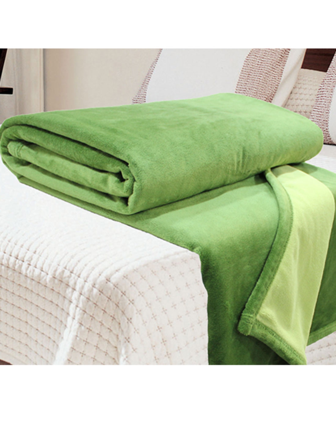 绿色双层家居盖毯空调毯1.5米