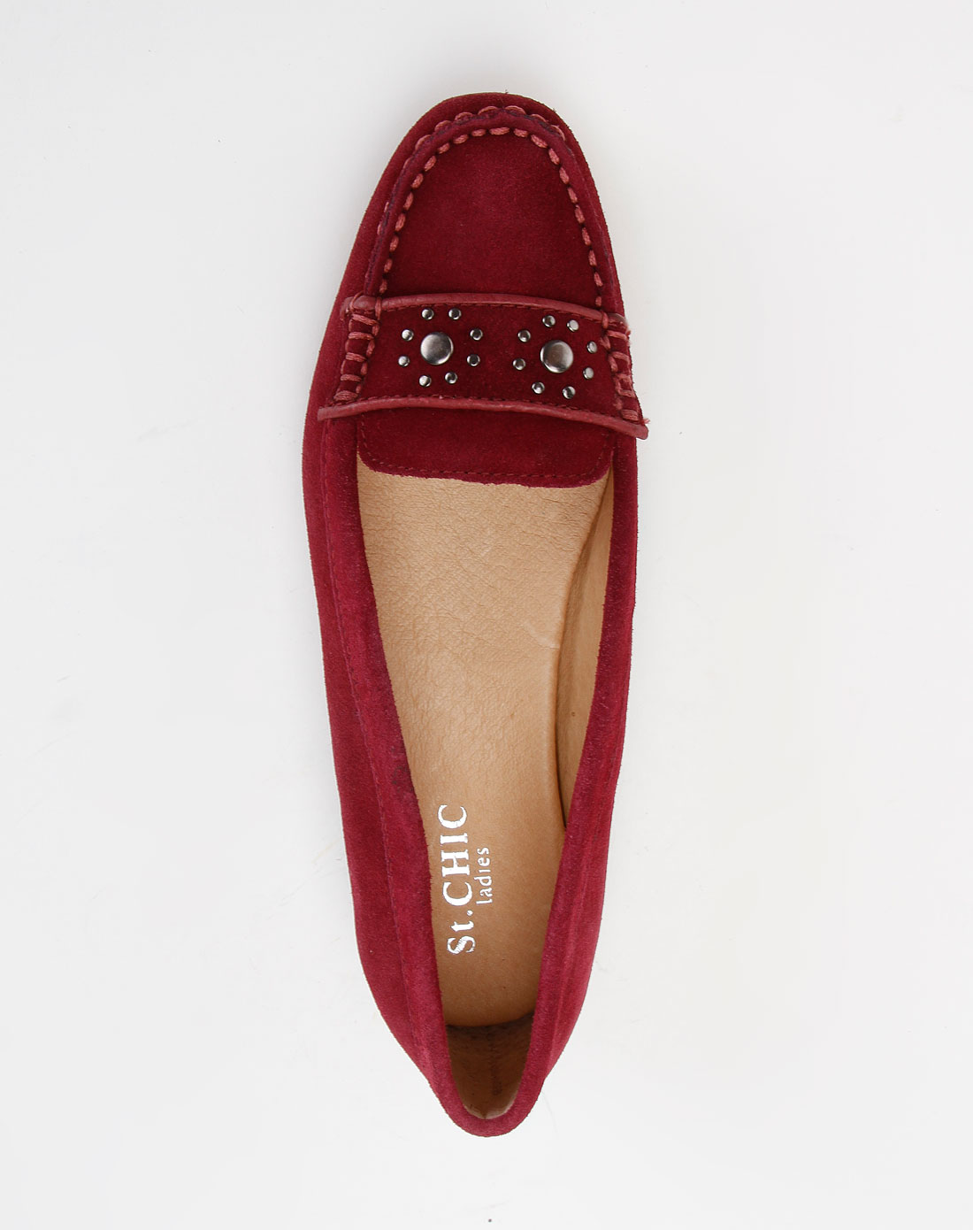 酒红色简约时尚平底鞋