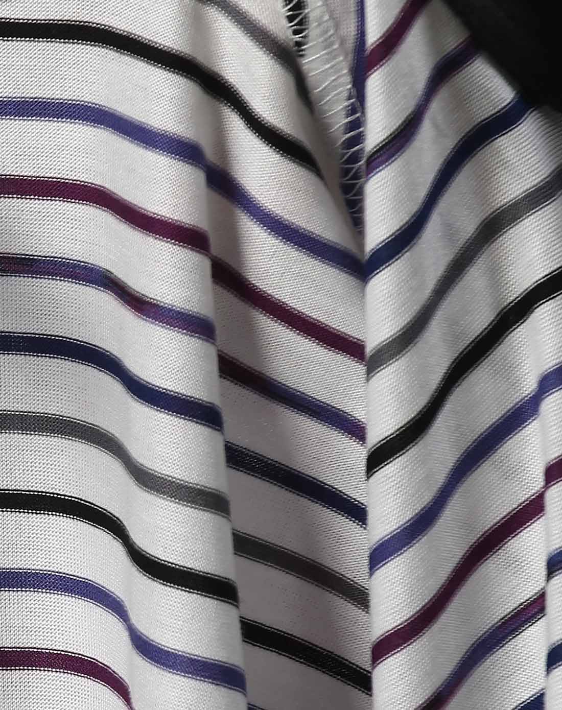 男款白色翻领彩色条纹休闲短袖t恤