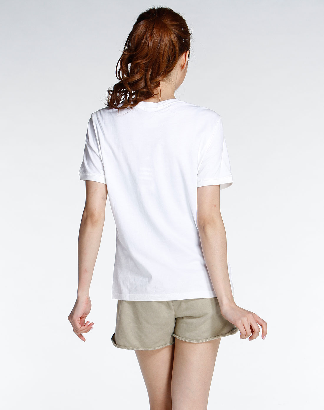 sp 女款白色印图休闲短袖t恤