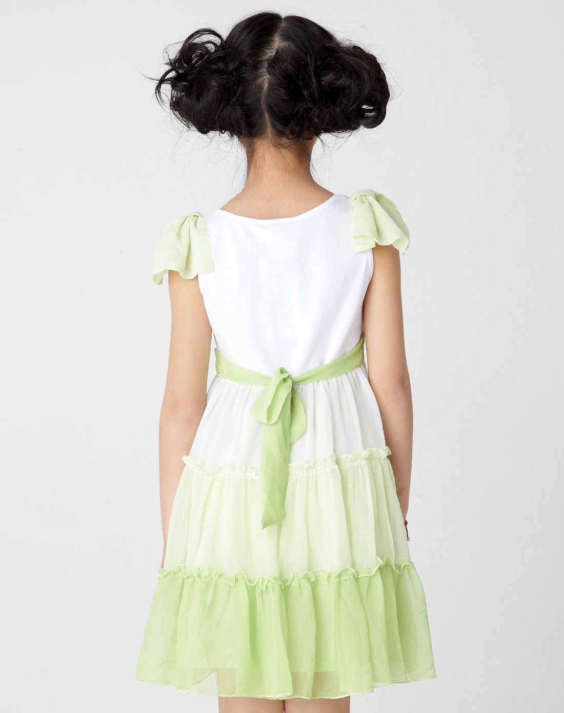 女童浅草绿背心连衣裙