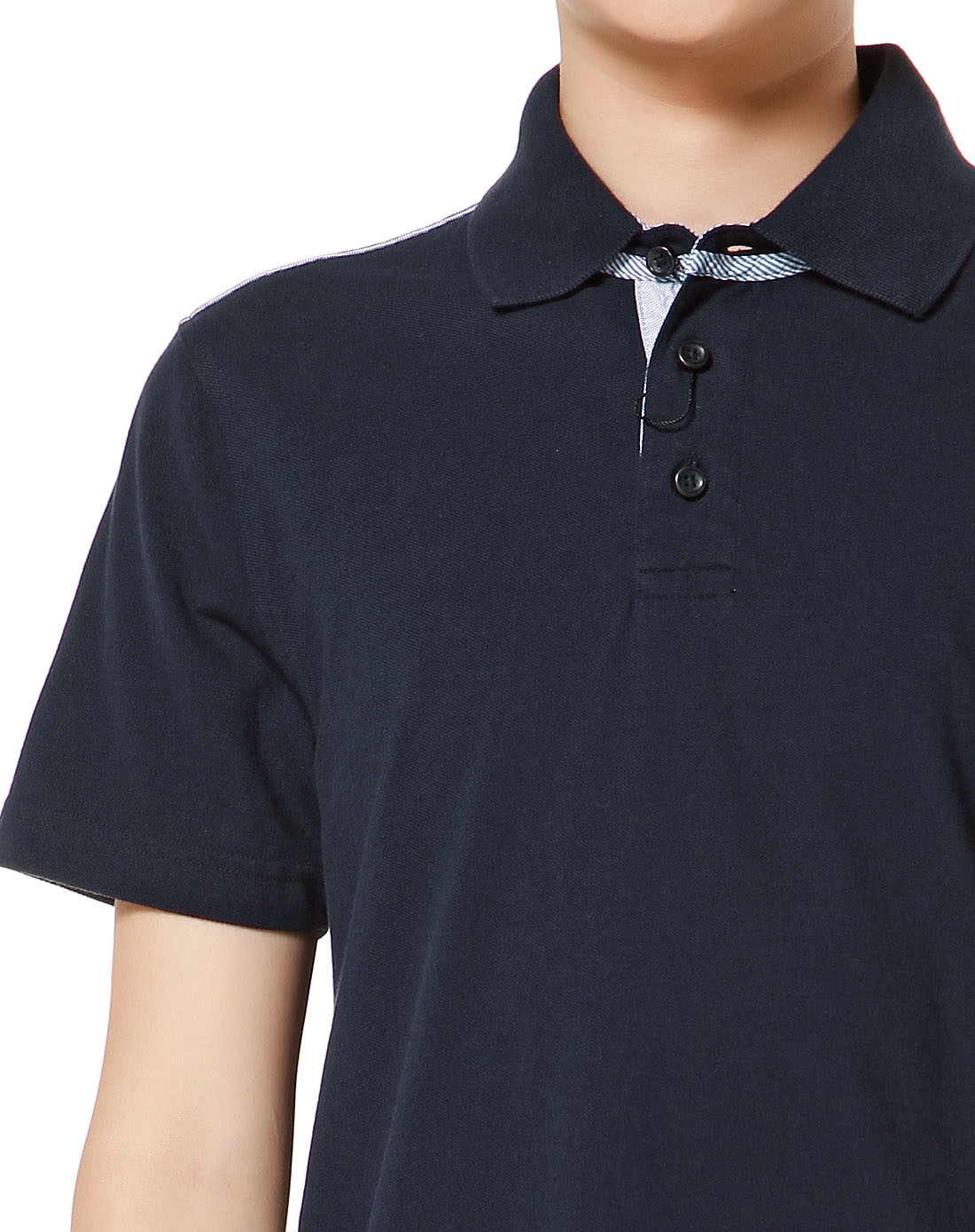 简约休闲藏青色短袖polo衫