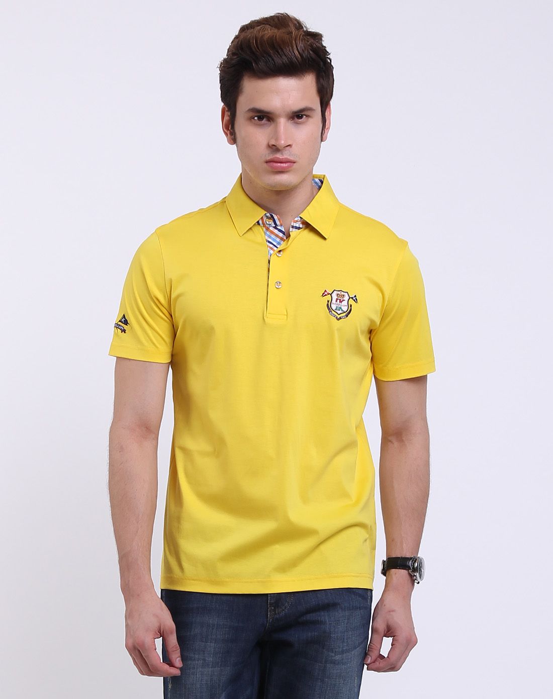 黄色翻领短袖t恤