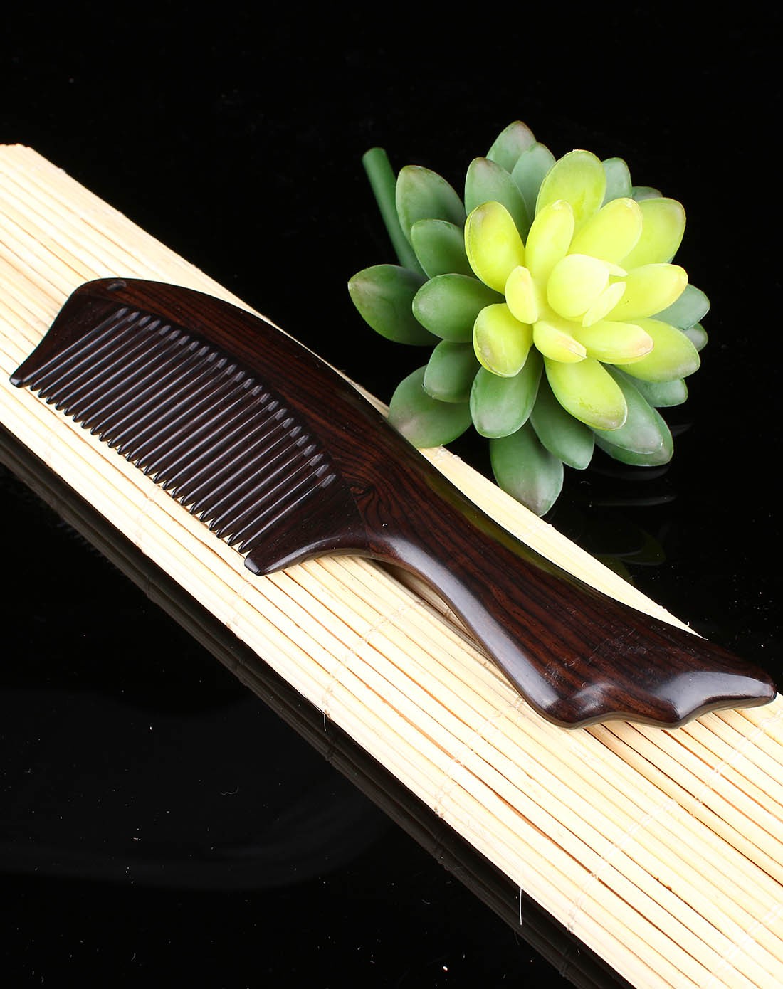 健康养生系列之手工非洲黑檀木密齿凤尾梳