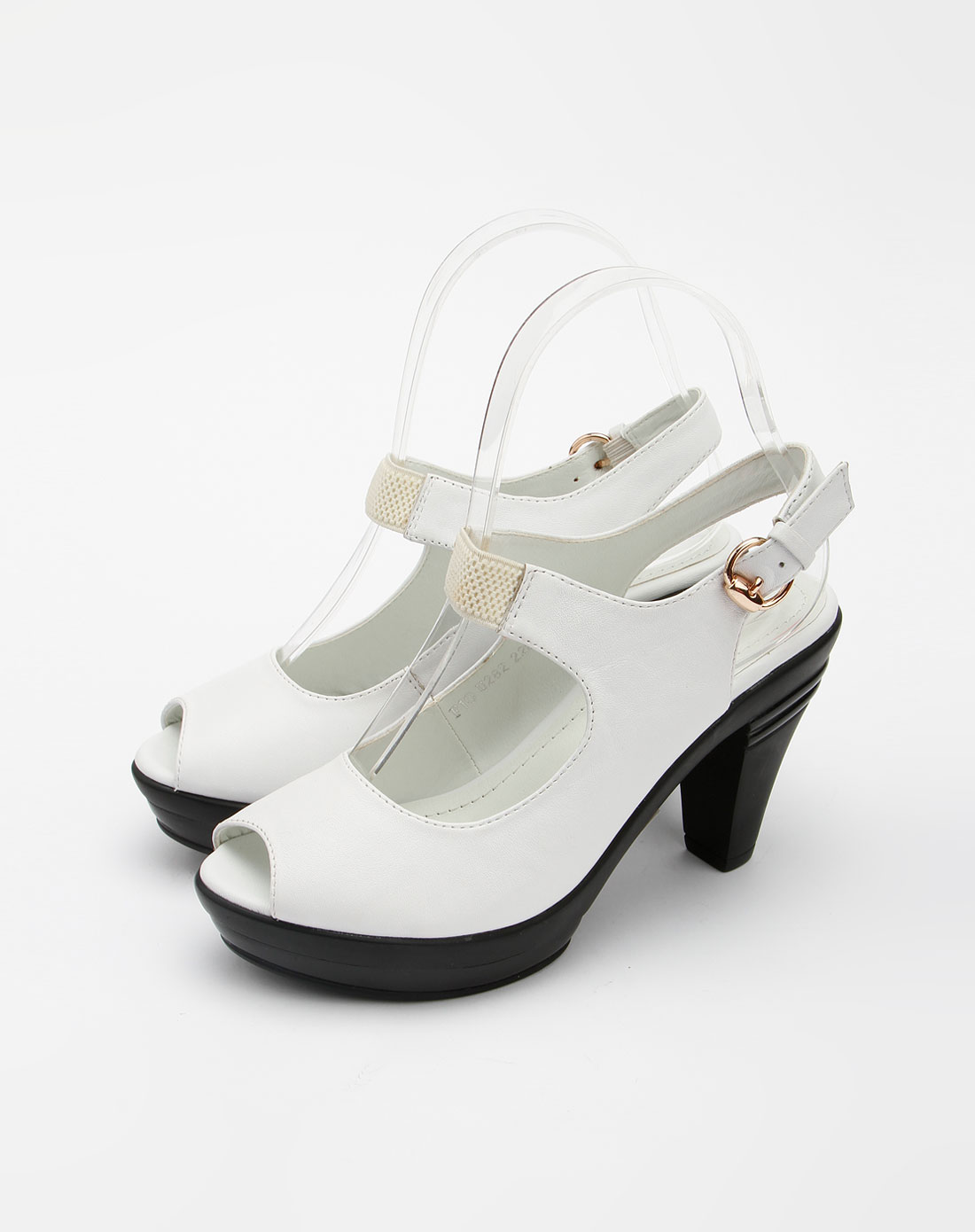 女款白色时尚休闲高跟凉鞋