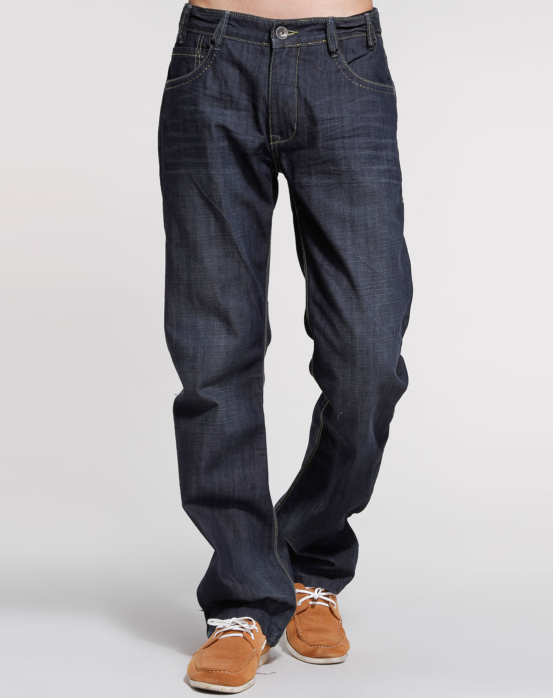 灰黑色时尚低腰修身牛仔长裤