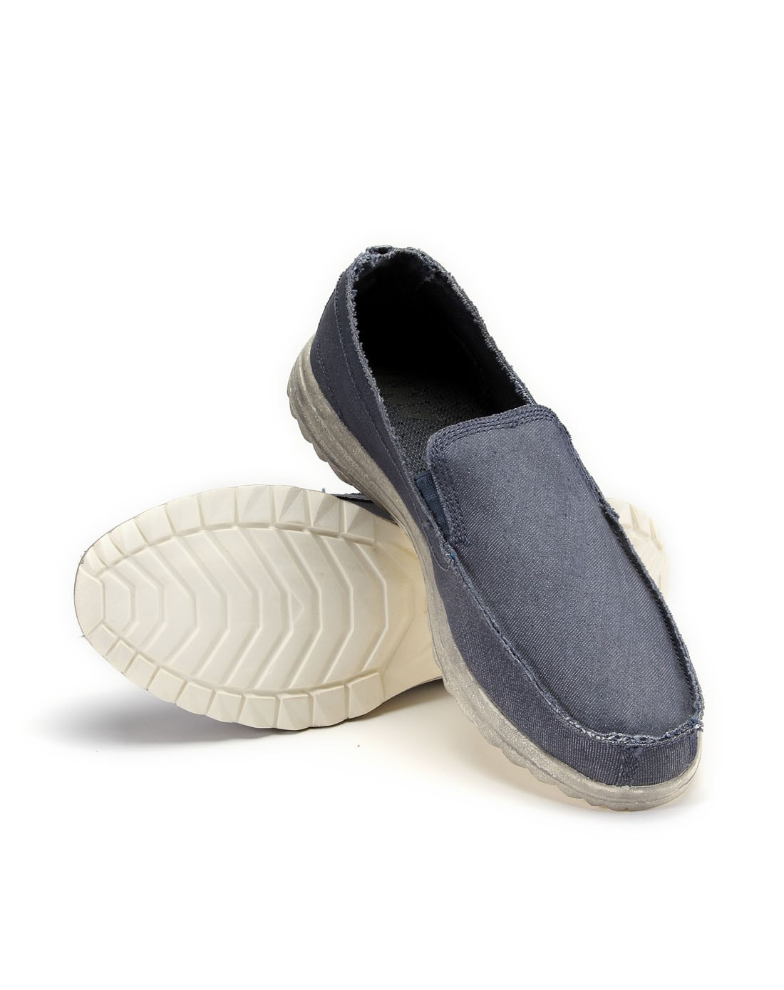 男款蓝色一脚蹬休闲鞋 复古轻便时尚