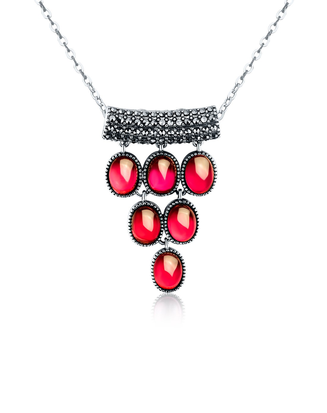 925银红刚玉泰银复古吊坠