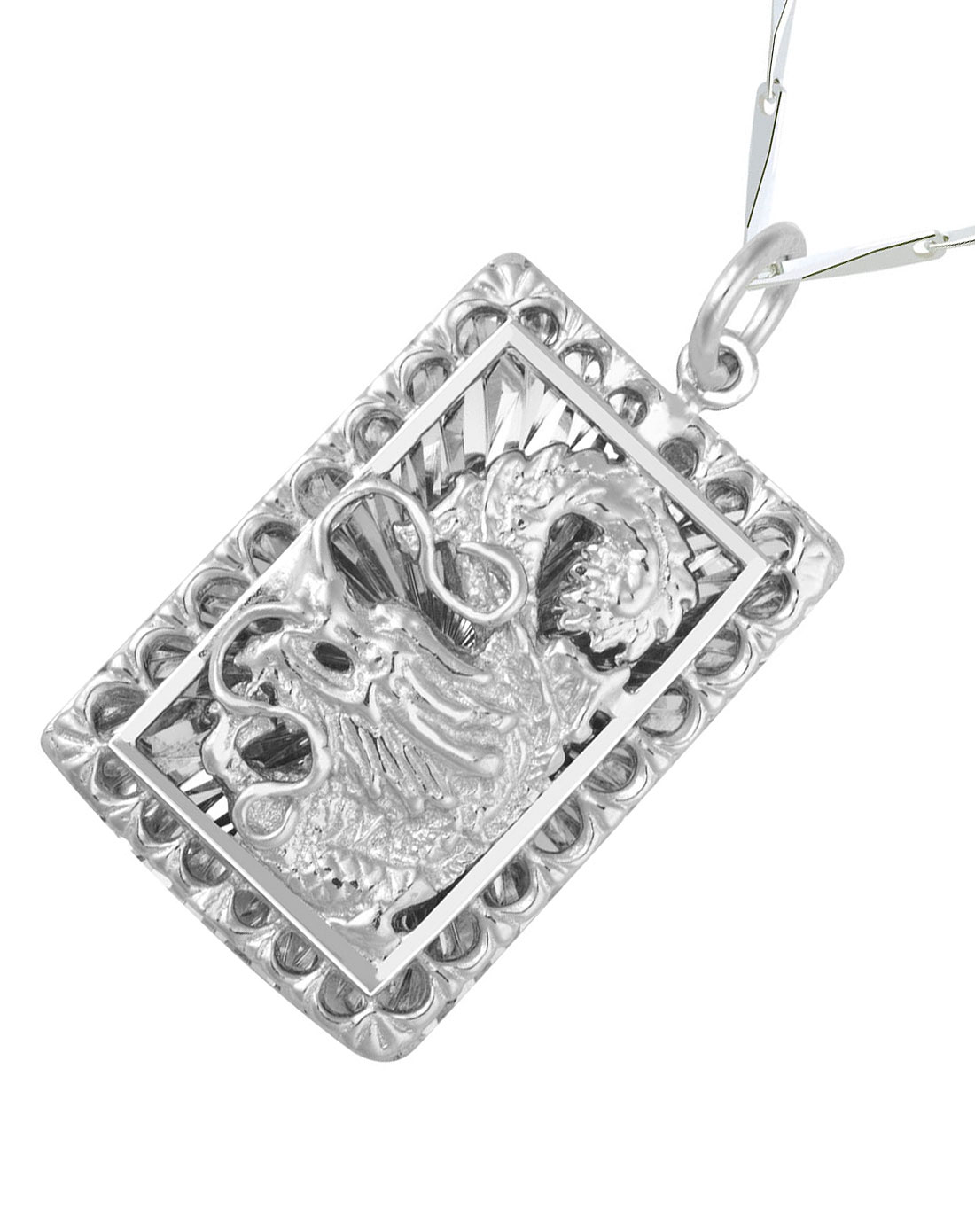 男款银色s925银生肖龙牌吊坠(赠项链一条)