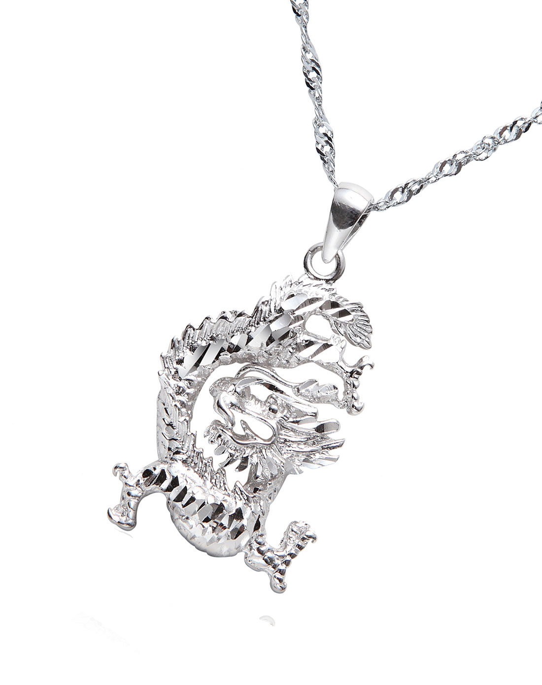 银色s925银生肖龙吊坠