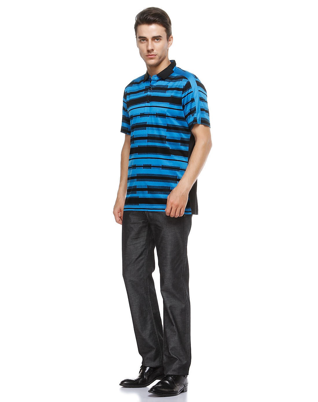 随性百搭蓝黑色短袖polo衫