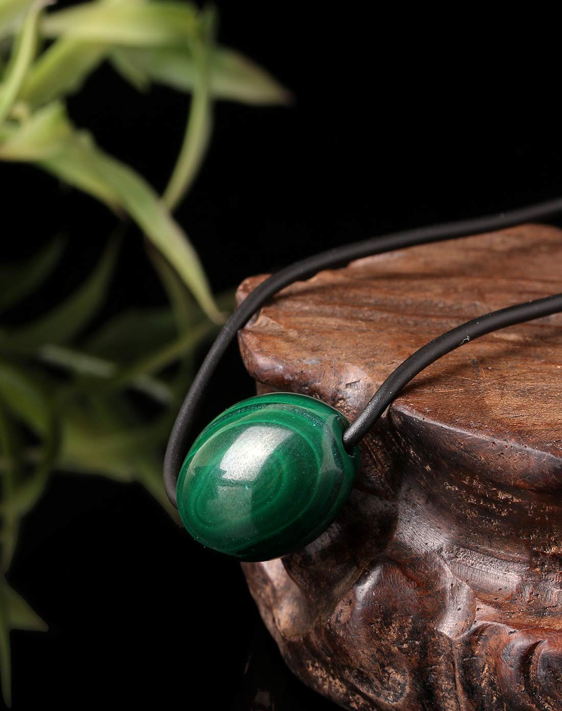 雀影天华孔雀石桶珠吊坠附证书