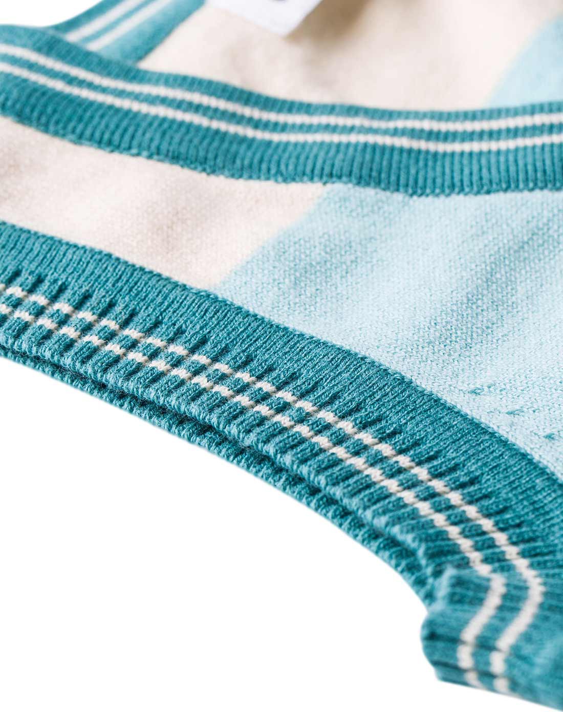 男童浅绿蓝针织背心