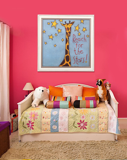 有框画卡通动漫儿童房装饰画高档-长颈鹿