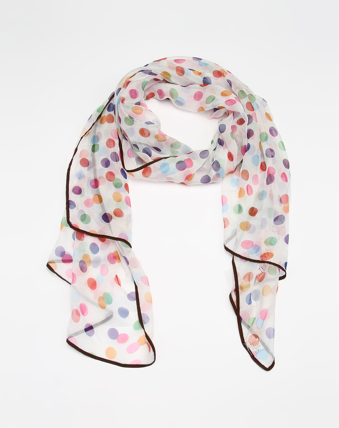 白底彩色圆点围巾