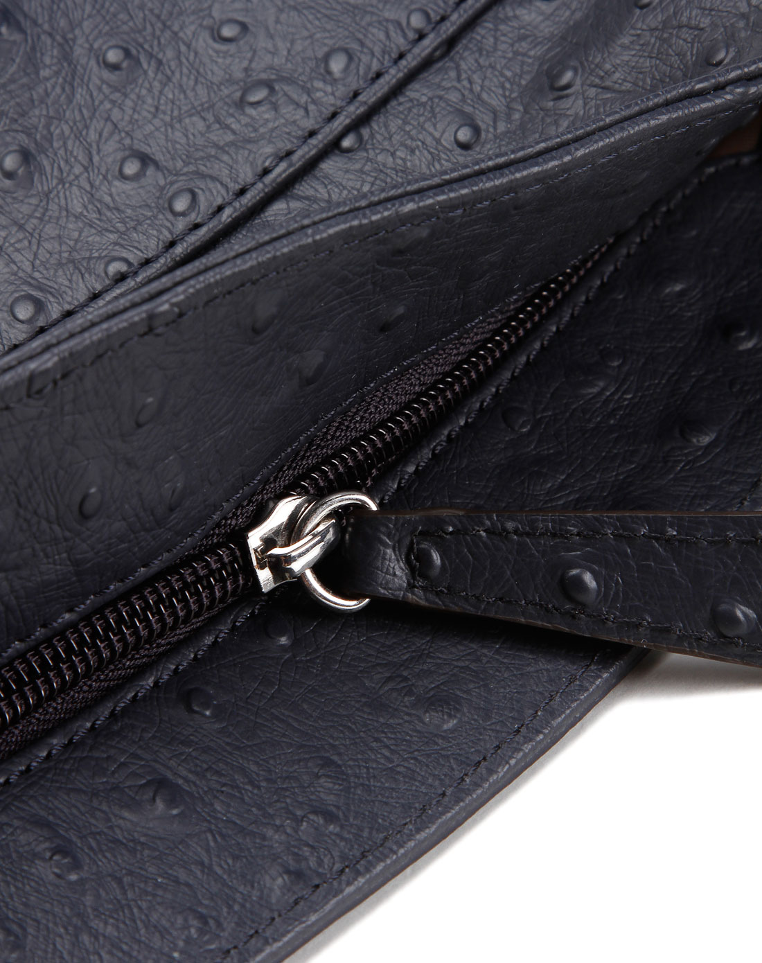 elle牛皮鸵鸟纹手提包