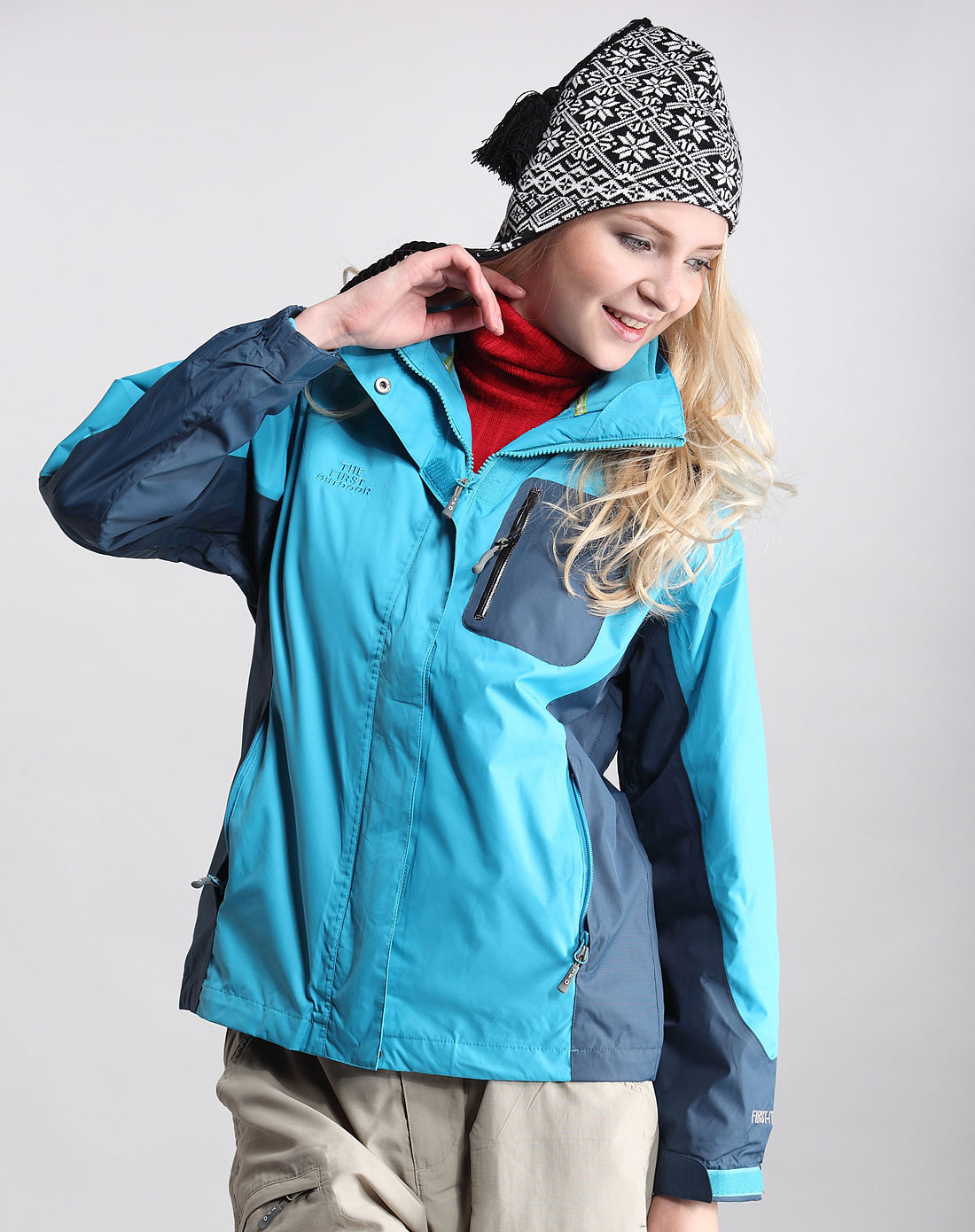 美国第一户外女装专场-女款水蓝色冲锋衣