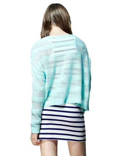 女款浅水绿大圆领短款线衫