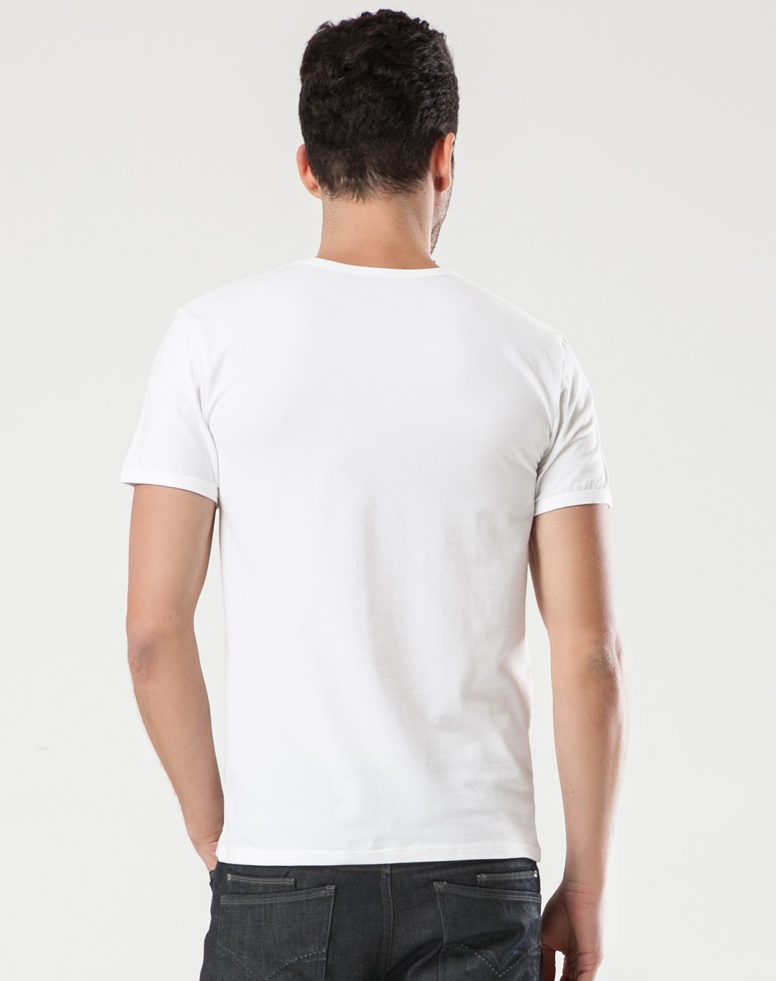 男款白色士柔棉圆领细针罗纹汗衫