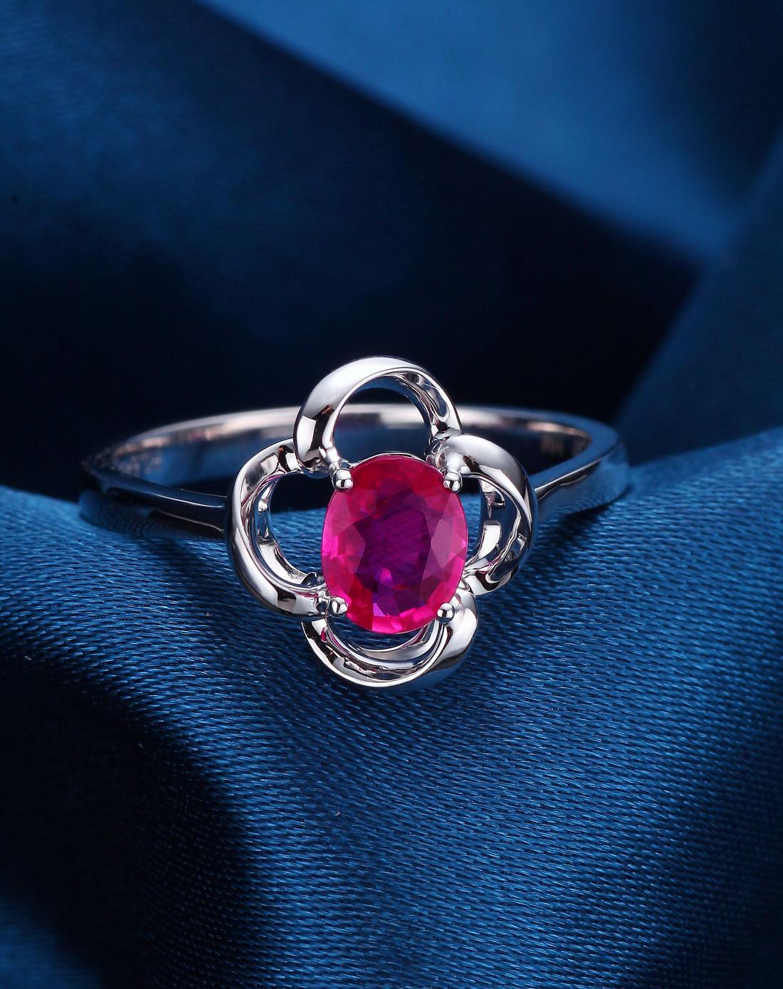 四叶幸福-18k金红宝戒指