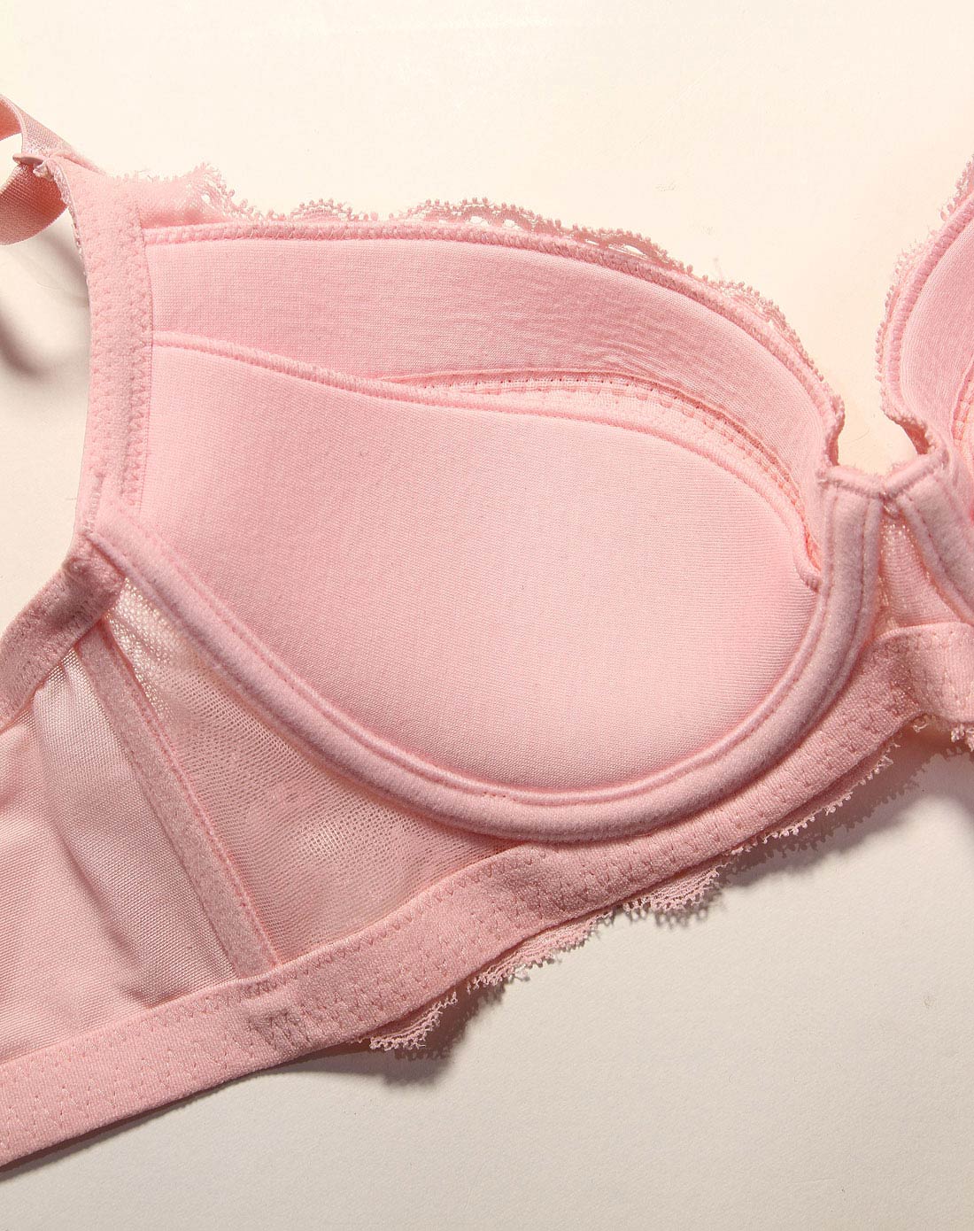 桑扶兰内衣专场女款粉色蕾丝绣花舒适3/4薄杯文胸azc02pl_唯品会