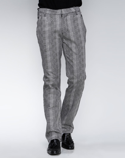 黑/灰白色休闲格子长裤