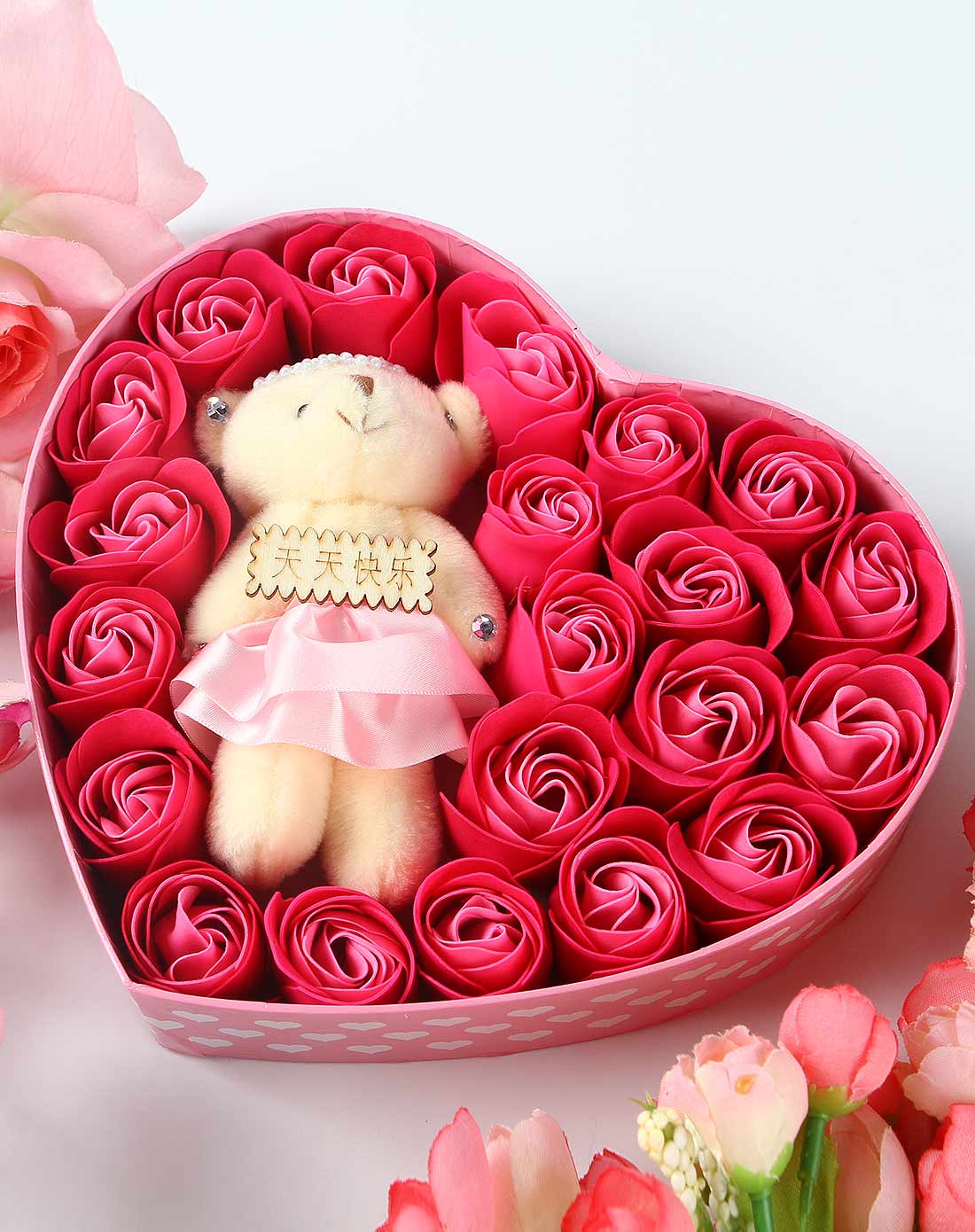 (多色)18朵玫瑰花小熊礼盒香皂