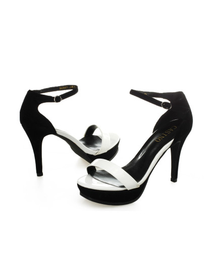 卡斯诺白/黑漆皮欧美范细高跟水台凉鞋c0492121_唯品会