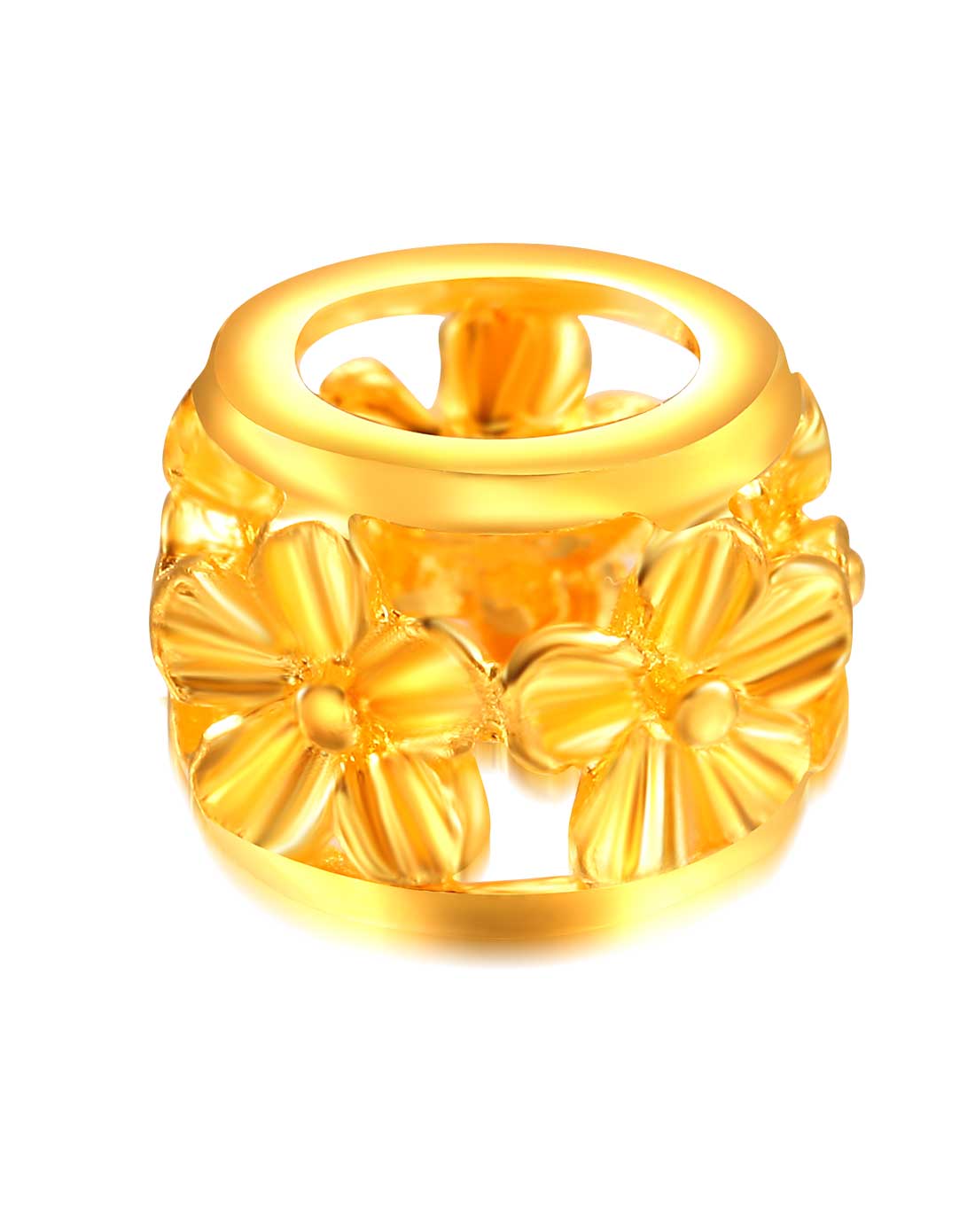 花开半夏 万纯金花朵路路通手链吊坠