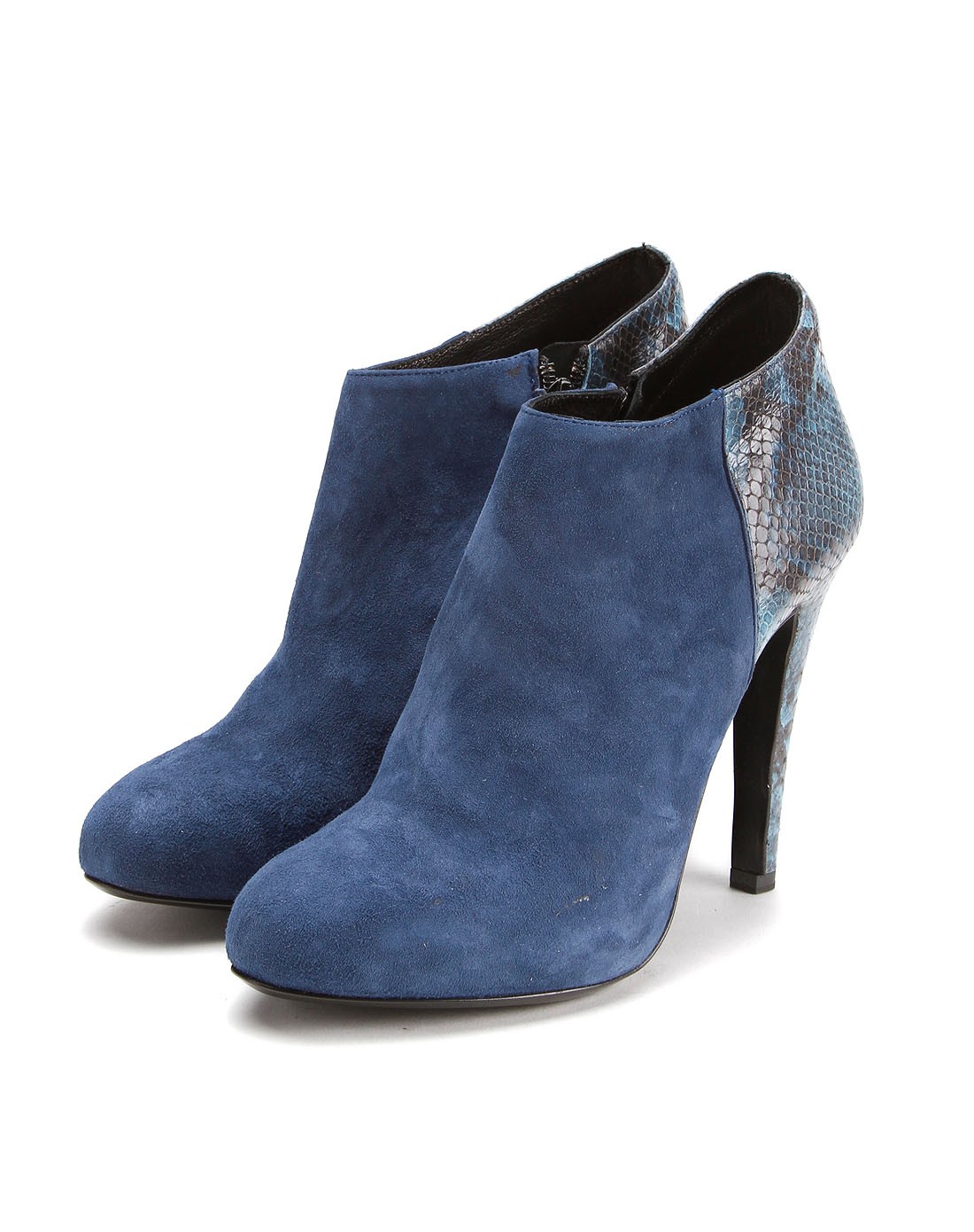 女款蓝色牛皮短靴