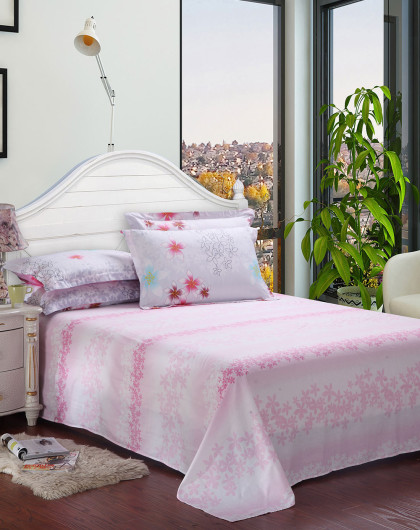 杉杉1.5米床全棉高支高密斜纹四件套 娇颜绽放